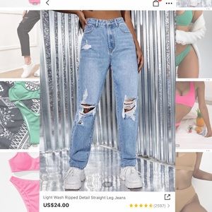 SHEIN Light-wash ripped jeans